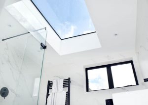 large bathroom skylight window built into loft