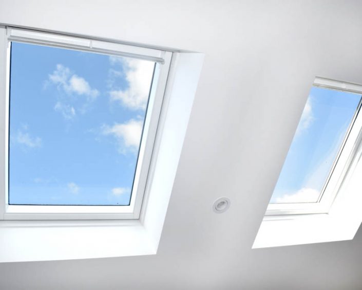 velux windows installed side by side for skylights